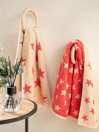 CAWÖ | Gästetuch NEW STAR 30x50cm Beige/Pink | rot